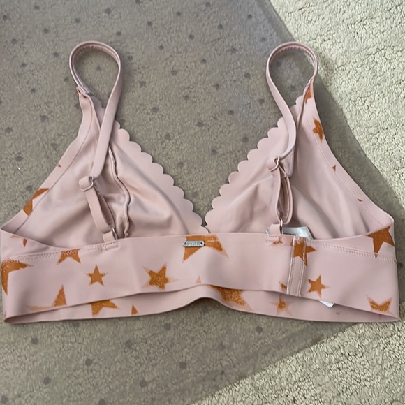 PINK light pink scalloped bralette with pretty orange stars Size XS - Picture 2 of 4